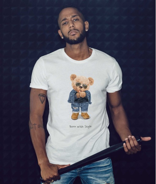 Мъжка тениска с щампа Мечета Born with style